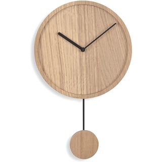 Natuhr Moderne Pendeluhr – Swing Modern – Eiche unbehandelt Holz - Quarz-Uhrwerk