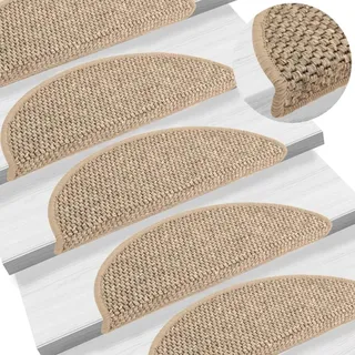 CIADAZ Treppenmatten Selbstklebend Sisal 15 STK Stufenmatten, Treppenteppich, Antirutschmatten Für Treppen, 56x20 cm Dunkelbeige