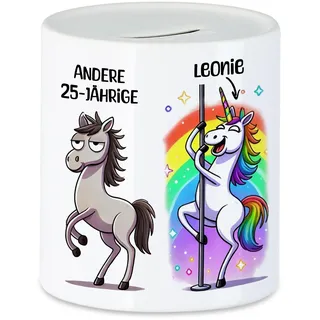 Kiddle-Design Spardose Personalisiert 25. Geburtstag - Andere 25 Jährige Du - 25. Geburtstag lustig witziges Geldgeschenk Frau Frauen Einhorn - Sparschwein Sparbüchse