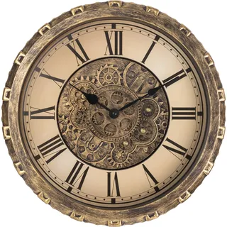 LENAUQ Moving Gears Wanduhr, 38,1 cm, modernes Getriebe, drehbare Wanduhr im alten Stil, rustikal, einzigartige Vintage-Industrieuhr für Wohnzimmer, Dekoration, Zuhause, Bauernhaus (Vintage-Kupfer)