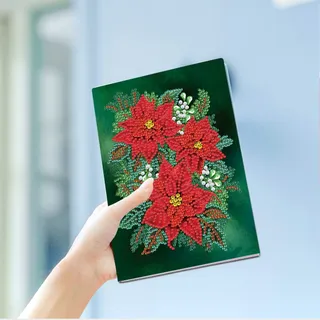 DCIDBEI Diamond Painting Notizbuch A5 Blanko Diamant Painting Notizbücher Diamant Malerei Diamonds Geheimes Tagebuch Mädchen Skizzenbuch für Erwachsen Geschenke für mädchen Mohnblume Sketchbook