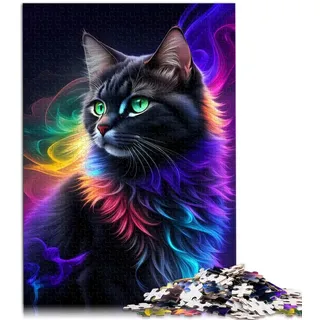 Puzzles für Erwachsene, Mystische Schwarze Katze, 1000-teiliges Puzzlespiel für Erwachsene und Kinder, Papppuzzles, Familienunterhaltung, Spielzeug, Größe: 26 x 38 cm