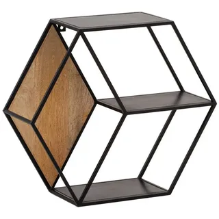 moebelfaktor Wandregal Borkenes, Mango Massivholz, Breite 60 cm, schwarz, Wandboard, Industrial schwarz