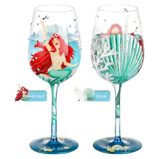 Inovra - Weinglas, handbemalt - Personalisiertes Geburtstagsgeschenk - 15oz Fassungsvermögen - Umweltfreundlich - Ungiftige Farbe - Handgeblasenes...