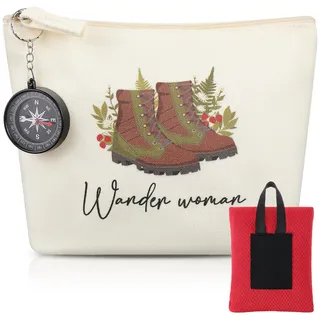 Geiserailie 4er Set Wandern Geschenk Kompass Mini Picknickdecke 110 × 70 cm Ultraleicht Tragbare Strand Decke Wundertüte Wander Woman Canvas Tasche Regenponcho Wanderzubehör für Damen