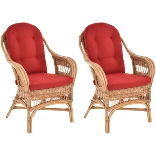 Set/2 Rattan Wintergartensessel Finco Jambi hohe Rückenlehne Armlehne (Natur)