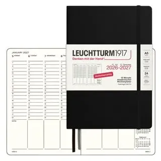 leuchtturm1917 gmbh, am spakenberg 45, 21502 geesthacht, kontakt@leuchtturm1917.com Akademischer Wochenplaner Medium A5 18 Monate Schwarz 2027