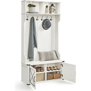 Garderobenständer mit Schuhbank, Schuhschrank, 6 Dreifach-Haken, HSRDE430W02YC