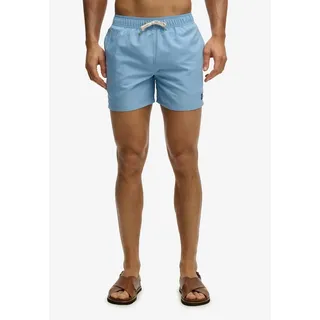 Superdry Badeshorts EMBROIDERED LOGO 15 SWIM SHORT aus Polyester, modische Passform, unifarbenes Design, pflegeleicht blau S