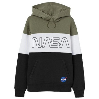 NASA Kapuzensweatshirt NASA-Sweatshirt für Jugendliche, Schwarz/Weiß/Khaki Gestreift, 100% bunt 134/140