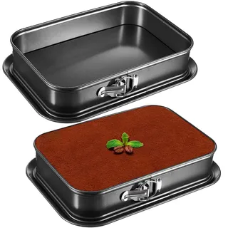 YFNVH 2 Stück Springform Rechteckig 36 x 24 cm, Backform eckige Tiramisu Form mit Antihaftbeschichtet Kuchenform Kohlenstoffstahl Auslaufsicher, Verschließen für Kuchen, Torte, Brownie