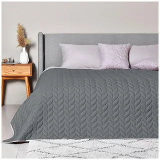 sei Design Zopf-Steppung Bettüberwurf 220 x 240 cm Grau