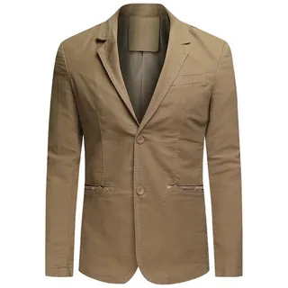 Allthemen Sweatsakko aus Baumwolle Casualsakko Slim Fit Blazer für Freizeit braun 56
