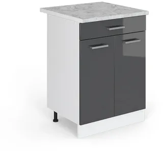 Vicco Schubladenschrank R-Line 60 x 81,6 x 60 cm Anthrazit Hochglanz/Weiß