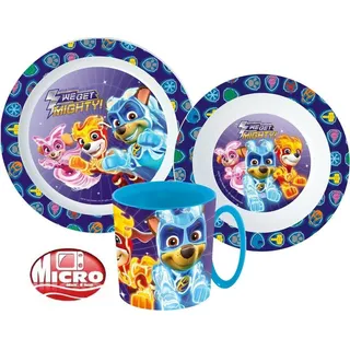 Javoli.com Kindergeschirr-Set Mighty Pups Geschirrset, Mikro-Plastik-Set mit Becher 350 ml