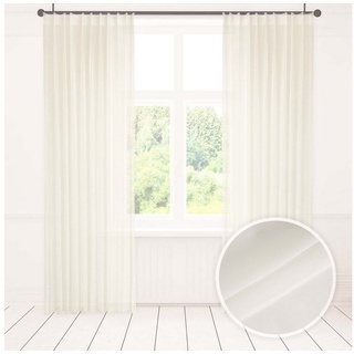 Gardine Gardine Gardinen auf Maß Warmweiss Store Weiß Voile Gardine 1:2,5 1er Faltenband 90mm, Asphald, Faltenband (1 St), transparent, St.Br 550cm f.Breite 220cm weiß 550 cm x 220 cm