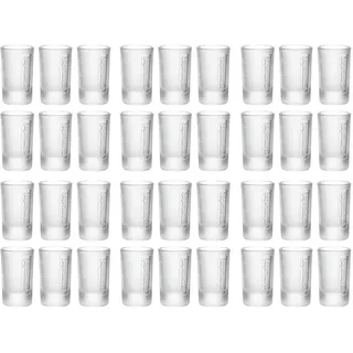 Jägermeister Shotgläser Set 4cl – 48er Set Schnapsglas – Eichstrich 2cl & 4cl - Spülmaschinenfest und Standfestes Likörglas - Das Original – Shot, Likör Glas