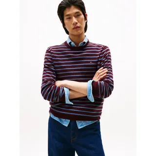 Rundhalspullover TOMMY HILFIGER "ESSENTIAL COTTON", Herren, Gr. XXL, blau (deep burgundy, petrol blau), Strick, Obermaterial: 100% Baumwolle, regular fit, Rundhals, Rippbündchen, Pullover Rundhalspullover, Crewneck Regular Fit Premium Mode