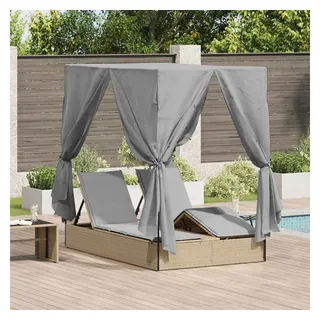 vidaXL Doppelte Sonnenliege 205 x 129 x 200 cm Grau