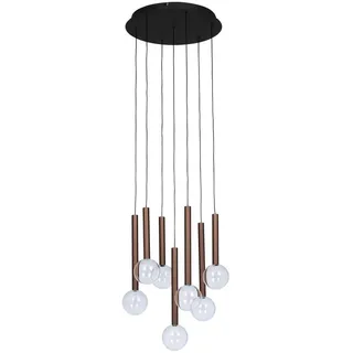 Dieter Knoll Led-Hängeleuchte Glasgow, Klar, Schwarz, Kupfer, Metall, Glas, Uni,Uni, 20 mm, rund,rund, 180 cm, RoHS, CE, Lampen & Leuchten, Innenbeleuchtung, Leuchten nach Räumen, Esstischlampen