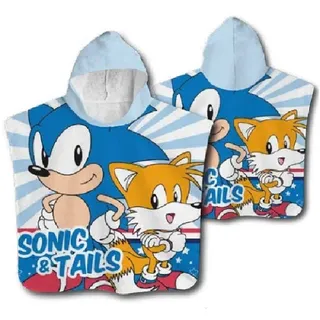 Sonic The Hedgehog Badeponcho Kinder Poncho mit Kapuze 50 x 100cm