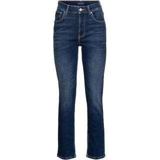 GANT Cropped Slim Fit Jeans Dark Blue Broken In 28