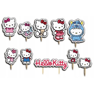 Festivalartikel Tortenstecker Hello Kitty Topper Set 10 Stk Geburstag Torten Deko Kuchen Junge weiß
