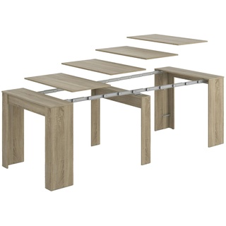 Dmora Konsolentisch Compton, Ausziehbarer Esstisch, Tisch mit Mehrzweckverlängerungen, 51/237x90h78 cm, Eiche