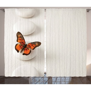 Gardine Schlafzimmer Kräuselband Vorhang mit Schlaufen und Haken, Abakuhaus, Boho Schmetterling Rock Healing orange 280 cm x 175 cm