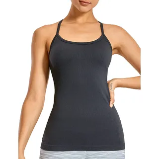 CRZ YOGA Damen Sport Tank Top Racerback Ärmelloses Shirt Sommer Leichte Yoga Tops Elastische Fitness Oberteile Dunkelgrau 42 - 42