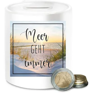 Shirtracer Spardose Meer Geht Immer I Urlaubskasse I Urlaub Spardose Holz, Urlaubsspardos, (1-tlg), Sommerurlaub Spardose weiß