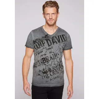 CAMP DAVID T-Shirt mit Marken-Schriftzug auf der Front schwarz
