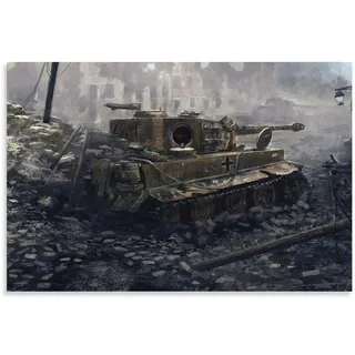 Leinwand-Kunstposter und Wandkunst, Motiv: Panzer deutscher Tiger Panzer (11), modernes Familiendekor-Poster, 60 x 90 cm