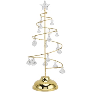 Hyuduo Weihnachtsbaum Kristall Tischleuchte, 3 AAA Batterien Niederspannungs LED Weihnachtsbaum Nachttischlampe für Schlafzimmer Badezimmer Treppe Warmes Gold, Freunde und Kinder Schreibtischlampe