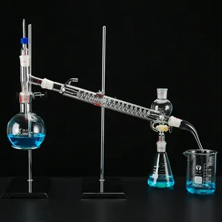 ZAHIKA Destillationsapparat,Destillationsset für zu Hause,Destillation aus Glas,Destillationsapparat für ätherische Öle Laborglasgeräte Destillationsset Wasserdestillator Reiniger,Glasdestillation