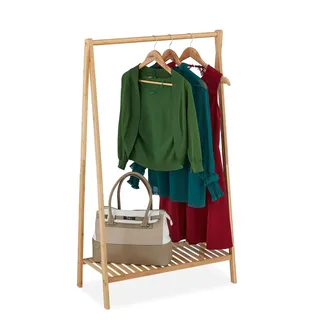Relaxdays Garderobenständer Bambus 67 cm Hellbraun