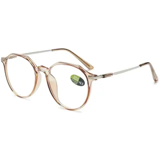 VEVESMUNDO Blaulichtfilter Lesebrillen Metall Groß Rund Nerdbrille Anti Blaulicht Brillen Damen Herren +0.5,+1.0,+1.5,+2.0,+2.5,+3.0,+3.5,+4.0