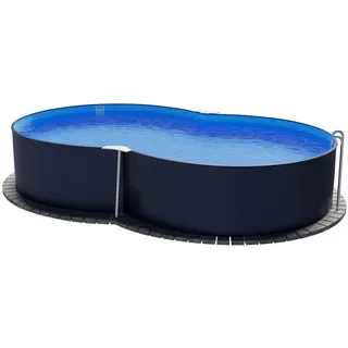Stahlwandpool achtform 650x420x120 cm, Stahl 0,4 mm anthrazit, Folie 0,4 mm