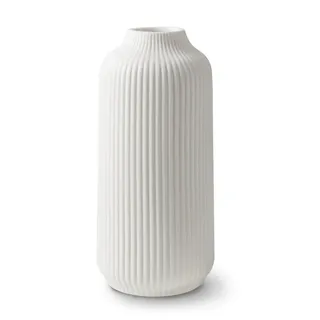flature Tischvase Keramik Vase mit Rillen - für Pampasgras und Blumen 25 cm