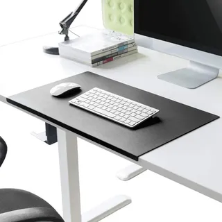 Schreibtischunterlage mit Kantenschutz gewinkelt / 90° abgewinkelt Rutschfeste Weichem Leder Schreibunterlage Mausunterlage für Büro Hause Office Laptop PC Pad, 70 x 40 cm, Schwarz
