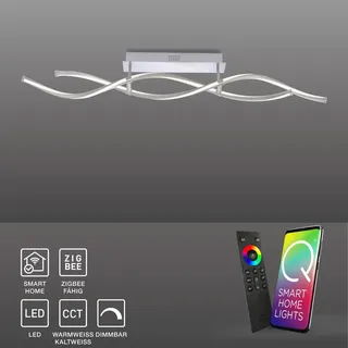 Selltec LED Deckenlampe Welle Q - MALINA Smart Home CCT Farbwechsel, dimmbar per Fernbedienung, Alexa stahlfarben Wohnzimmer, Schlafzimmer, Flur 63...