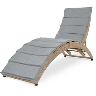 di volio Sonnenliege aus Polyrattan mit Auflage CIAMPINO – komfortable Gartenliege im edlen Design - klappbare Relaxliege