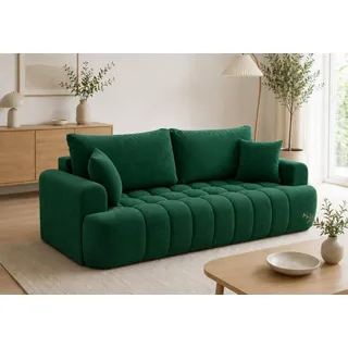 Home Collective Sofa Couch mit Schlaffunktion und Bettkasten Schlafsofa, 246 cm, Gästebett Schlafcouch ausziehbar, Polsterung aus Bonnell-Federkern und Schaumstoff, weicher Stoff, modernes Lounge-Design, inklusive Kissen Grün grün
