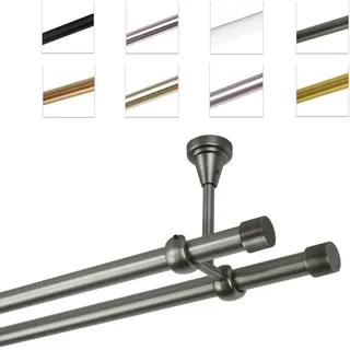 MDEKOR Vorhangstange 2-läufig Ø 19 mm 280 cm Silber/Grau