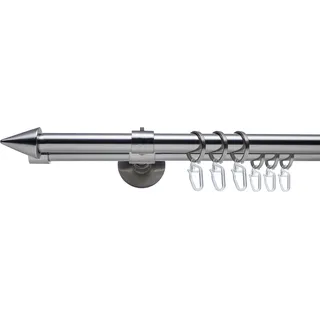 LIEDECO Gardinenstange LIEDECO "Stilgarnitur, Komplettgarnitur 16 m Kegel Set" Gr. 1, silber (edelstahlfarben), L:120cm Ø:16mm, Eisen, Gardinenstangen, Gardinenstange Komplett