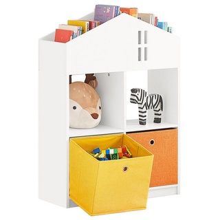 SoBuy Bücherregal KMB49, mit Haus-Design Kinderregal mit 2 Stoffboxen Spielzeugregal weiß