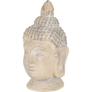 ECD Germany Buddha Figur 78 cm Beige/Grau, Kunststein Polyresin Gartenfigur