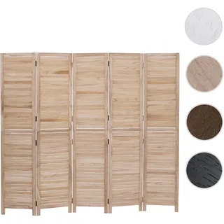 Paravent HWC-C30b, Raumteiler Trennwand Sichtschutz, Vintage Paulownia Holz 180x200cm ~ natur