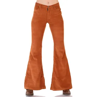 Comycom hellbraune Damen Cord Schlaghose im Retro-Look - Vintage-Hose im 70er-Style - 30W / 30L
