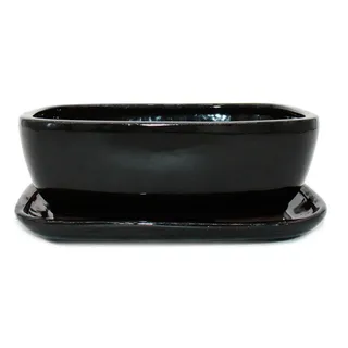 Bonsai-Schale Unterteller Gr. 4 Schwarz Anthrazit rechteckig Modell GB 26x20x9cm
